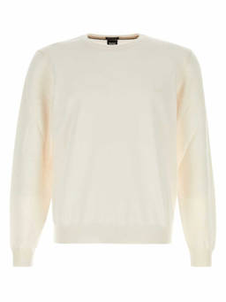 Boss - White Embroidered Logo Sweater