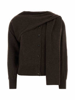 Ferragamo - Brown Asymmetric Button-Up Cardigan
