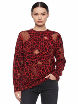 Versace - Red Animal Print Crew Neck Sweater (S)