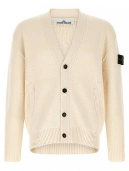 Stone Island - Off White V Neck Cardigan