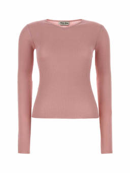 Miu Miu - Pink Knitted V Neck Sweater