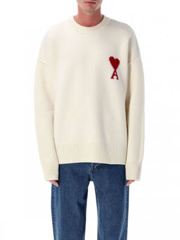 AMI Paris - Beige Crewneck Logo Pullover