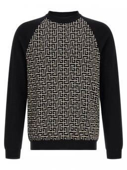BALMAIN - Black Logo Crew Neck Sweater