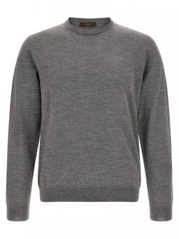 Zanone - Grey Solid Crew Neck Sweater