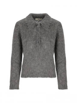 Chloe - Grey Shirt Collar Sweater