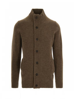 Barbour - Brown Mock Collar Cardigan