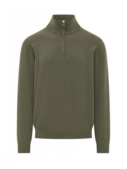 Malo - Olive Zip-Up Sweater