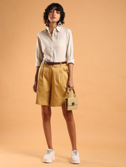 Gazillion - Caleb Light Grey Viscose Linen Shirt For Women