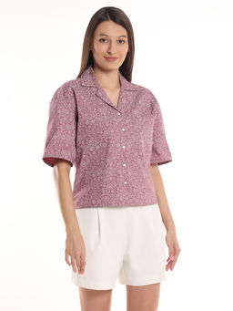 Gazillion - Casey Pink Paisley Print Cotton Shirt For Women