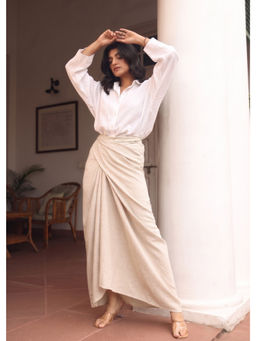 The Good Rebel - Beige Althea knotted Drape Skirt