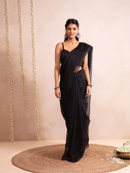 Gajra Gang - Dreamy Black Saree With Stitched Blouse