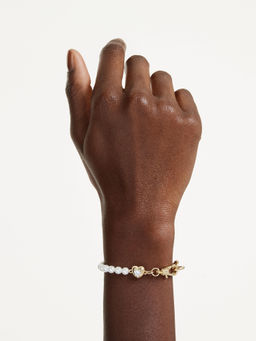 SWAROVSKI - Idyllia Crystal Pearl White 18K Gold Finish Bracelet