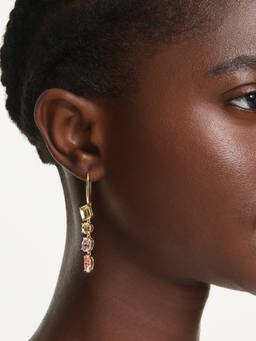 SWAROVSKI - Gema drop earrings, Mixed cuts, Chandelier, Long, Multicolored, 18K gold finish