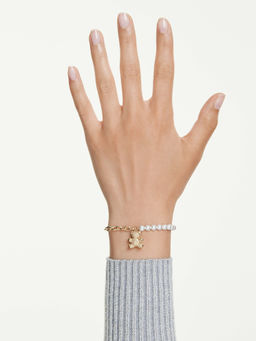 SWAROVSKI - Idyllia Crystal Pearl Round Cut Teddy 8K Gold Finish Bracelet