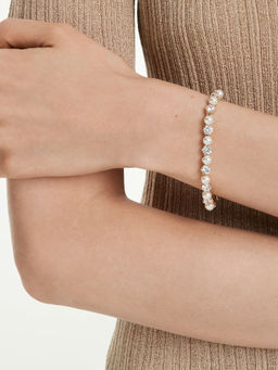 SWAROVSKI - Matrix Tennis Crystal Pearl Round Cut White 18K Gold Finish Bracelet