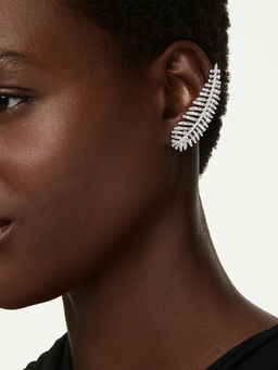 SWAROVSKI - Vienna Mixed Cuts Feather White Rhodium Plated Ear Cuff