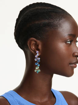 SWAROVSKI - Gema hoop earrings, Mixed cuts, Multicolored, 18K gold finish