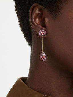 SWAROVSKI - Sublima Pear Cut Pink 18K Gold Drop Earrings