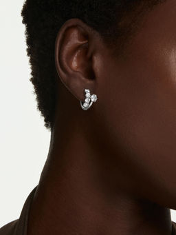 SWAROVSKI - Matrix Round Cut White Rhodium Plated Hoop Earrings