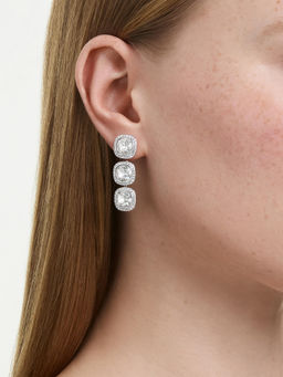 SWAROVSKI - Una Angelic Cushion Cut White Rhodium Plated Drop Earrings