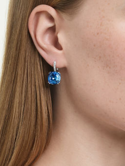 SWAROVSKI - Millenia Cushion Cut Blue Rhodium Plated Drop Earrings