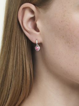 SWAROVSKI - Pink Chroma Heart Rhodium Plated Drop Earrings