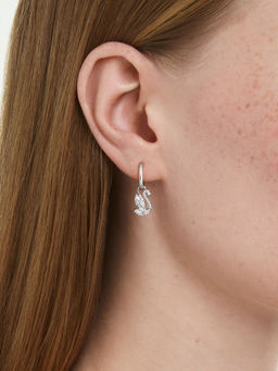 SWAROVSKI - Swan Mixed Cuts Swan White Rhodium Plated Drop Earrings