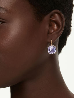 SWAROVSKI - Una Angelic stud earrings, Cushion cut, White, 18K gold finish