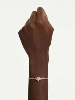 SWAROVSKI - Dextera bangle, Round cut, White, 18K gold finish