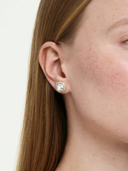 SWAROVSKI - Una Angelic Cushion Cut White 18K Gold Finish Stud Earrings