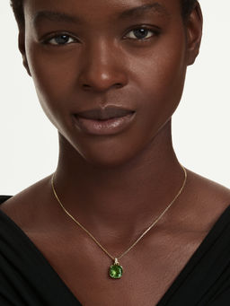 SWAROVSKI - Millenia Cushion Cut Green 18K Gold Necklace