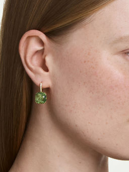 SWAROVSKI - Millenia Cushion Cut Green 18K Gold Finish Drop Earrings