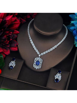 Priaansha Creations - Imperial Medallion Blue Sapphire Crystal Jewellery Set