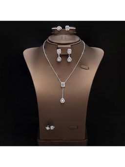 Priaansha Creations - Emerald-Cut and Teardrop Halo Jewellery Set