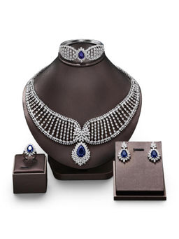 Priaansha Creations - Blue Sapphire and Cubic Zirconia Jewellery Set
