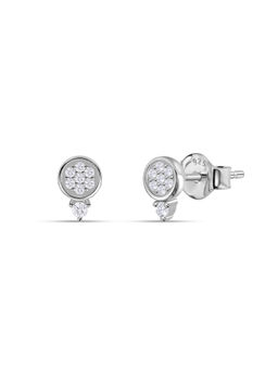Ornate Jewels - 925 Silver White Cz Minimalist Cluster Stud Earrings
