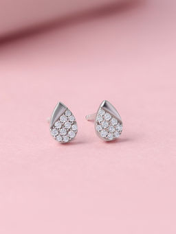 Ornate Jewels - 925 Silver White Cz Teardrop Daily Stud Earrings