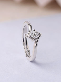 Ornate Jewels - 925 Silver White Cz Criss-Cross Adjustable Party Wear Ring
