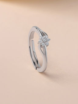 Ornate Jewels - 925 Silver White Cz Flower Cluster Adjustable Classic Ring