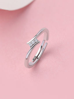 Ornate Jewels - 925 Silver White Cz Three Stone Adjustable Party Wear Ring