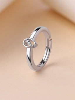 Ornate Jewels - 925 Silver White Cz Teardrop Adjustable Daily Wear Ring