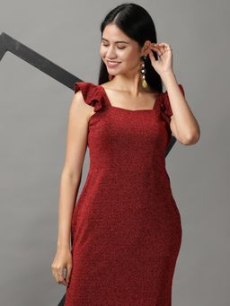 SHOWOFF - Womens Bodycon Red Solid Dress