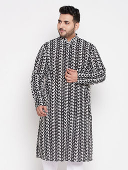 Vastramay - Mens Black Pure Cotton Kurta