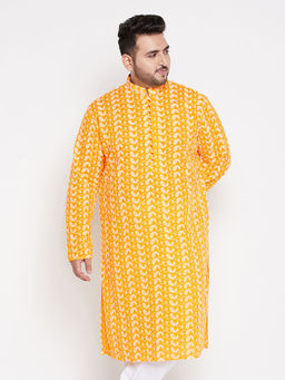 Vastramay - Mens Orange Pure Cotton Kurta