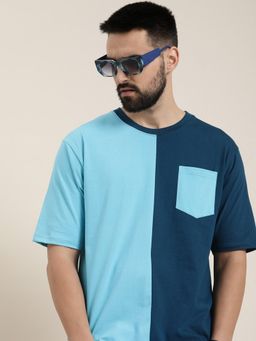 DILLINGER - Blue Colour Blocked Oversized T-Shirt
