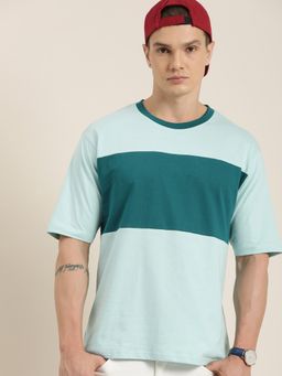 DILLINGER - Blue Colour Blocked Oversized T-Shirt