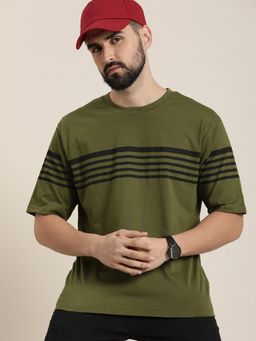 DILLINGER - Olive Striped Oversized T-Shirt