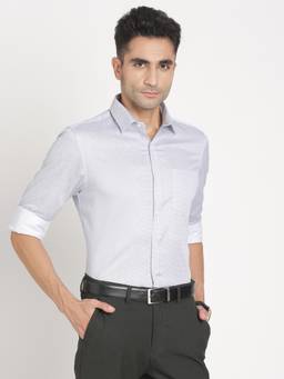 Turtle - Men Cotton Slim Fit Printed Blue Formal Shirt