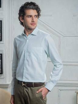 Turtle - Men Cotton Slim Fit Printed Blue Formal Shirt