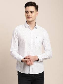 Turtle - Men Cotton Regular Fit Printed White Casual Shirt